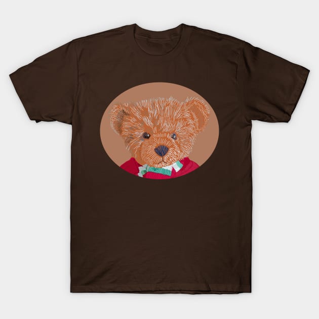 Vintage Retro Teddy Portrait Line T-Shirt by ellenhenryart